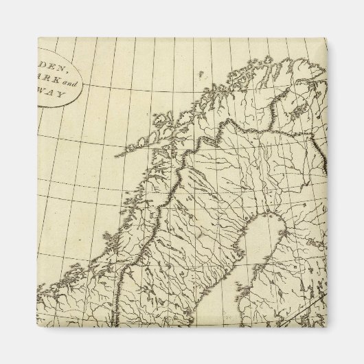 schets Zweden, Denemarken, Noorwegen Magneet (Voorkant)