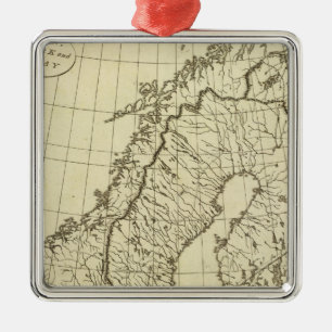 schets Zweden, Denemarken, Noorwegen Metalen Ornament