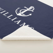 Schetsanker Aangepaste Naam Marineblauw Sherpa Deken (3/4)