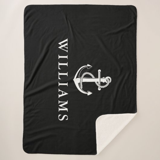 Schetsanker Aangepaste Naam Zwart En Wit Sherpa Deken (Voorkant)