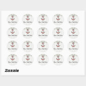 Schetsanker Aquarel Rozen Strand Boutique Ronde Sticker (Vel)