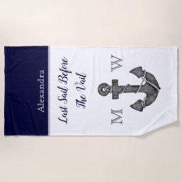 Schetsanker Bruidsmeisjes Bloemen Navy Laatste Zei Strandlaken