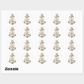 Schetsanker Bruine Liefde Ronde Sticker (Vel)