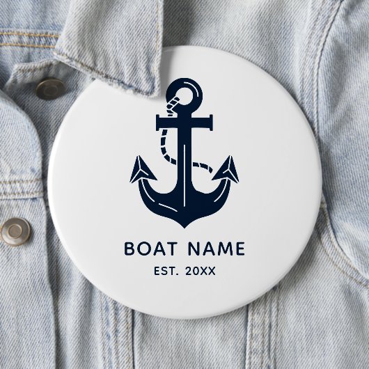 Schetsanker Est Jaar Gepersonaliseerd Bootsgeschen Ronde Button 6,0 Cm (In situ)
