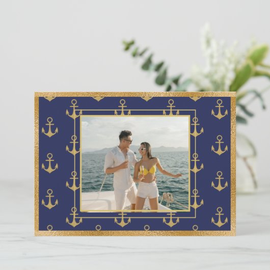 Schetsanker Foto Gouden Ankers Kerstmis Kerstkaart (Staand voorkant)