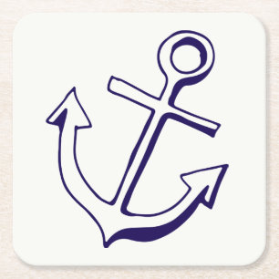 Schetsanker Huwelijksfeest Navyblauw Kartonnen Onderzetters