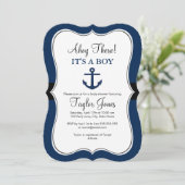 Schetsanker Marine Baby Shower Uitnodiging (Staand voorkant)