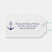 Schetsanker marineblauw en wit aangepast adres cadeaulabel (Voorkant (Horizontaal))