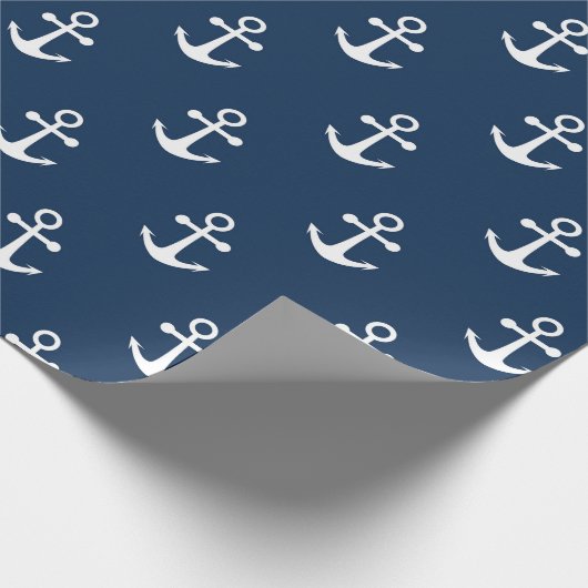 Schetsanker Marineblauw Patroon Inpakpapier (Hoek)