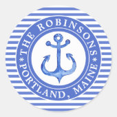 Schetsanker Marineblauw Persoonlijk Ronde Sticker (Voorkant)