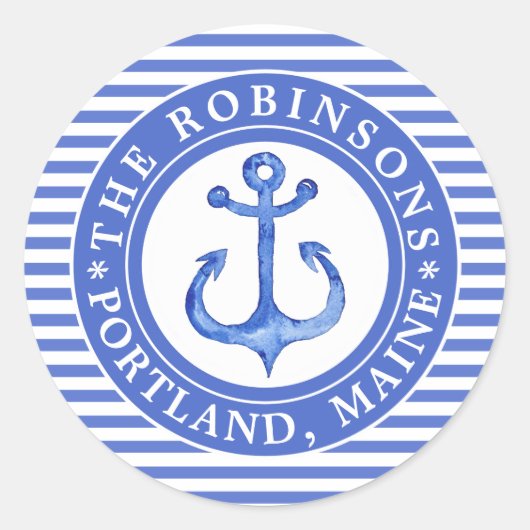 Schetsanker Marineblauw Persoonlijk Ronde Sticker (Voorkant)