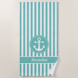 Schetsanker met touw lichtgroene en witte strepen strandlaken