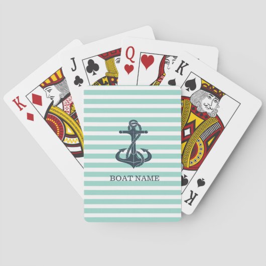 Schetsanker, mintgroene strepen pokerkaarten (Achterkant)