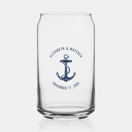 Schetsanker Navy Blauwe Strand Huwelijk Blikvorm Glas (Voorkant)