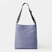 Schetsanker op blauw en wit gestreept crossbody tas (Achterkant)