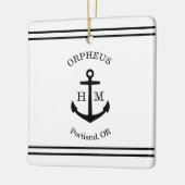 Schetsanker op maat (wit & zwart) keramisch ornament (Links)