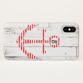 Schetsanker Rode Strepen Witte Houten Case-Mate iPhone Case (Achterkant (horizontaal))