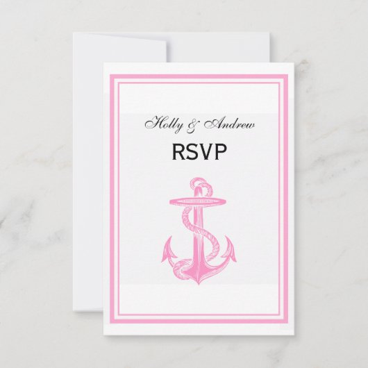 Schetsanker Roze lijst 2V RSVP Kaartje (Voorkant)