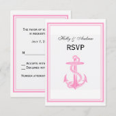 Schetsanker Roze lijst 2V RSVP Kaartje (Voorkant / Achterkant)