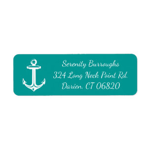Schetsanker Teal Turquoise Strand Oceaan Etiket