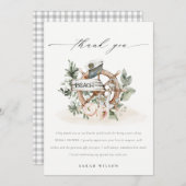 Schetsanker Wiel Bladrijke Bloem Bruidsdouche Bedankkaart (Voorkant / Achterkant)