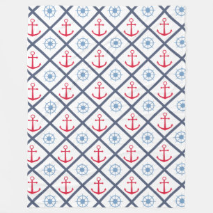 Schetsanker & Wiel Marineblauw Rode Zeiler Fleece Deken