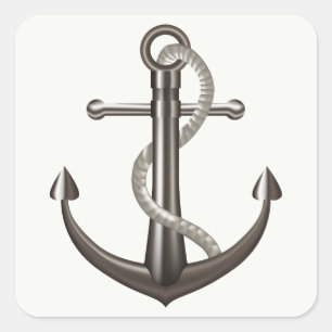 Schetsanker Zeeman Bruin Grijs Trouwen Vierkante Sticker