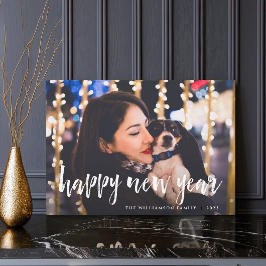 Schetsbekleding | Happy New Year-fotokaart Feestdagenkaart