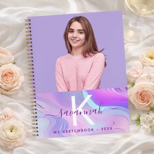 Schetsboek aangepaste foto holografisch monogram notitieboek
