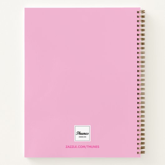 Schetsboek aangepaste foto roze monogram notitieboek (Achterkant)