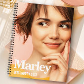 Schetsboek Aangepaste Foto Schattige Wit Monogram Notitieboek