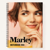 Schetsboek Aangepaste Foto Schattige Zwart Monogra Notitieboek (Voorkant)