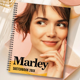 Schetsboek Aangepaste Foto Schattige Zwart Monogra Notitieboek