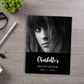 Schetsboek aangepaste foto zwart wit naam notitieboek