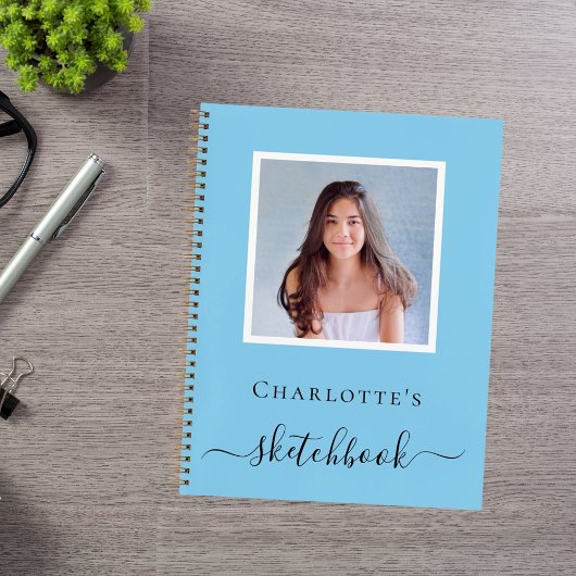 Schetsboek babyblauw foto kinderen typografie notitieboek