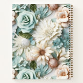 Schetsboek bloemen stoffige groene crème naam scri notitieboek (Achterkant)