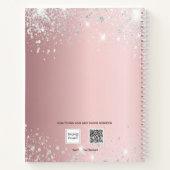 Schetsboek blush roze bloemenzilver notitieboek (Achterkant)