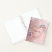 Schetsboek blush roze bloemenzilver notitieboek (Binnen)