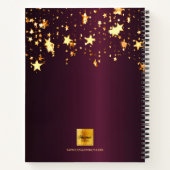 Schetsboek bordeaux gouden sterren naam notitieboek (Achterkant)