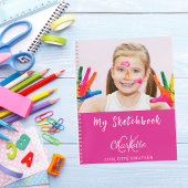 Schetsboek foto heet roze monogram notitieboek