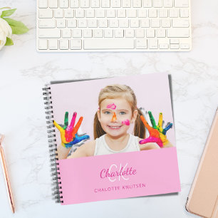 Schetsboek foto roze monogram meisje notitieboek