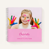 Schetsboek foto roze monogram meisje notitieboek (Voorkant)