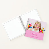 Schetsboek foto roze monogram meisje notitieboek (Binnen)