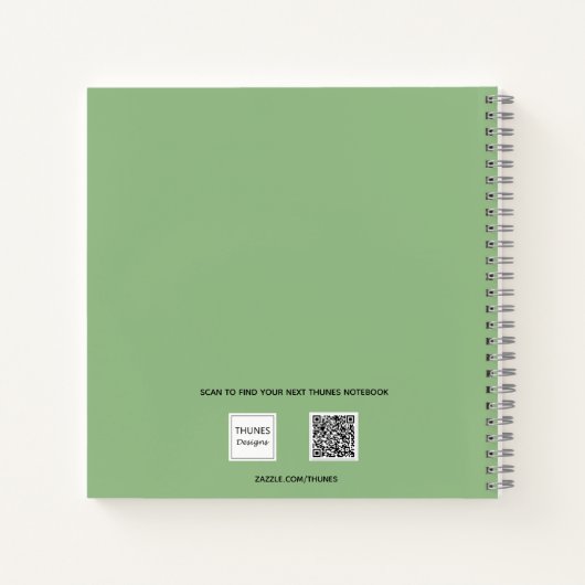 Schetsboek foto sage groen monogram notitieboek (Achterkant)