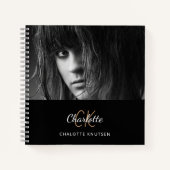 Schetsboek foto zwart wit monogram notitieboek (Voorkant)