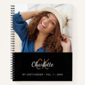 Schetsboek foto zwart wit monogram notitieboek (Voorkant)