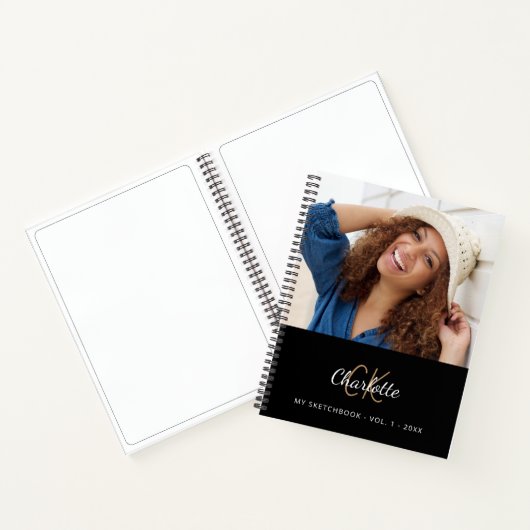 Schetsboek foto zwart wit monogram notitieboek (Binnen)