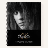 Schetsboek foto zwart wit monogram notitieboek (Voorkant)