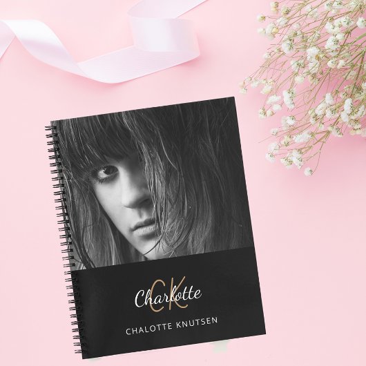 Schetsboek foto zwart wit monogram notitieboek