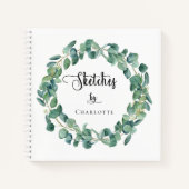 Schetsboek groen waterverf naam script notitieboek (Voorkant)
